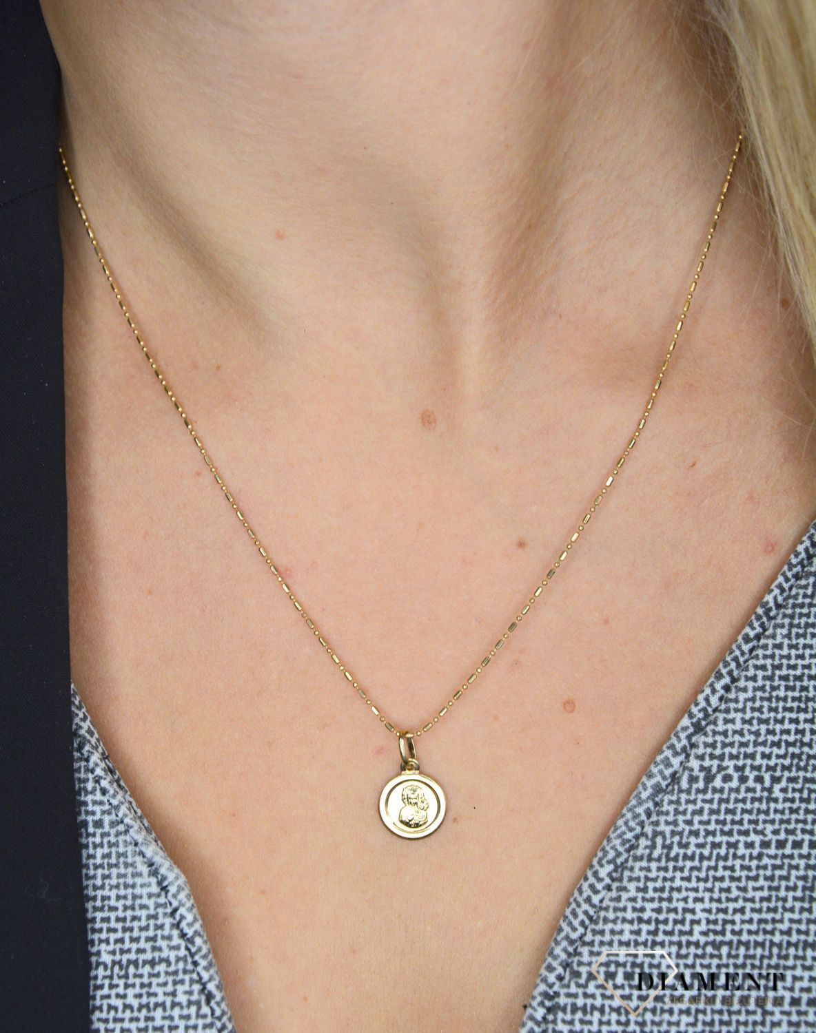 Złoty łańcuszek 585 'kulkowy i owalny' 1 mm.jpg